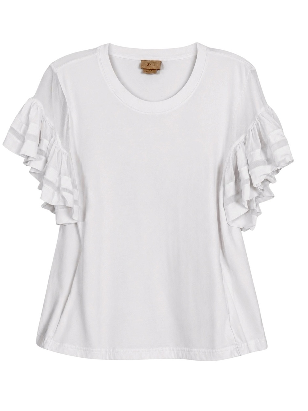 Anthropologie White Ruffle Sleeve Top Small Cotton Flutter Sleeve Pocket Tee